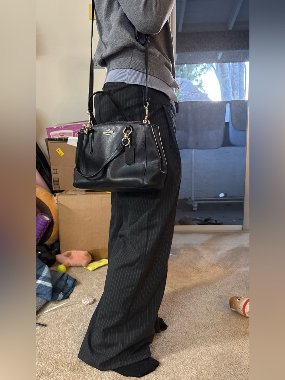 Coach Black Pebbled Leather Shoulder Bag with Gold Hardware - Picture 12 of 14